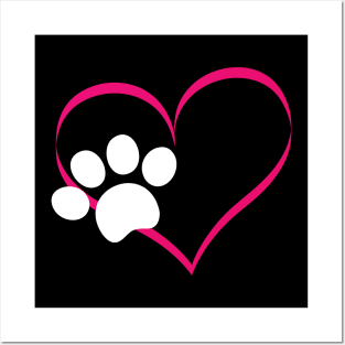 Cute Dog And Cat product With I Love Dogs Paw Print And Heart Posters and Art